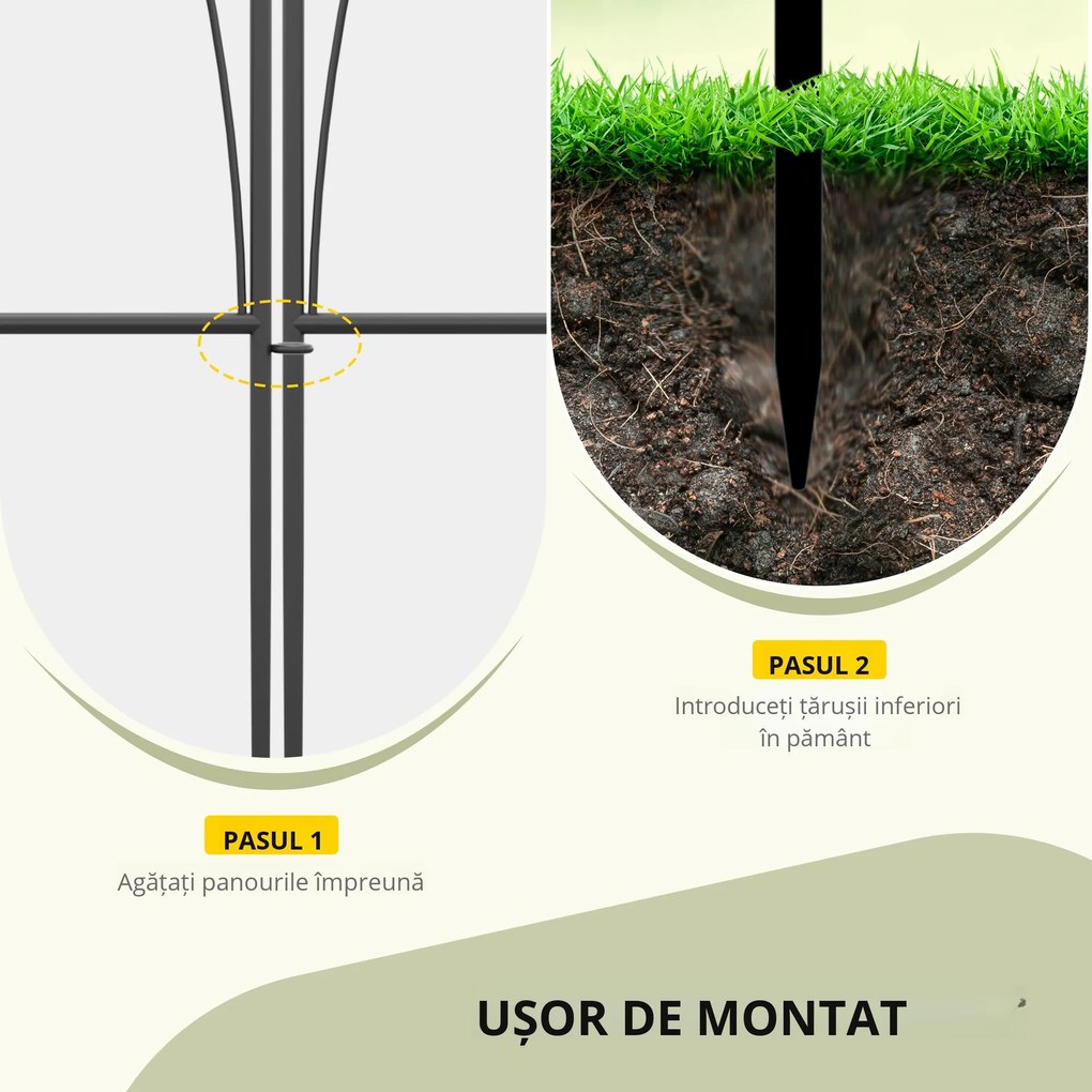Outsunny Set Gard de Grădină cu 5 Panouri și Șnururi de Fixare, 305x62 cm, Negru | Aosom Romania