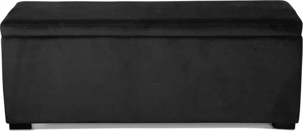 Bancheta Neagra din Catifea cu Loc de Depozitare 120cm OPJET PARIS - Catifea Negru Lungime (120cm) x Latime (40cm) x Inaltime (45cm)