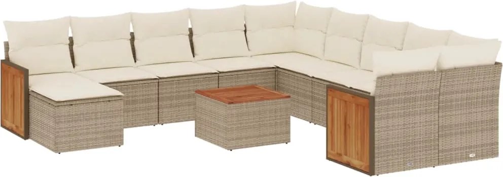 vidaXL Set canapele de grădină cu perne, 12 piese, bej, poliratan