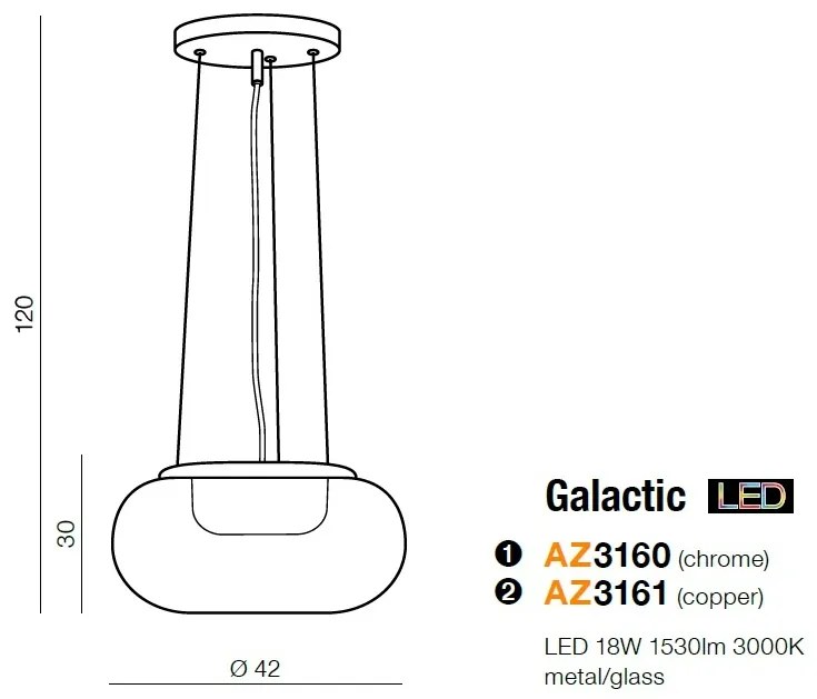 Lustra LED design modern 42cm Galactic copper ZZ AZ3161