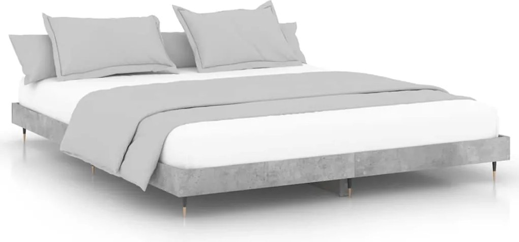 vidaXL Cadru de pat, gri beton, 120x200 cm, lemn prelucrat