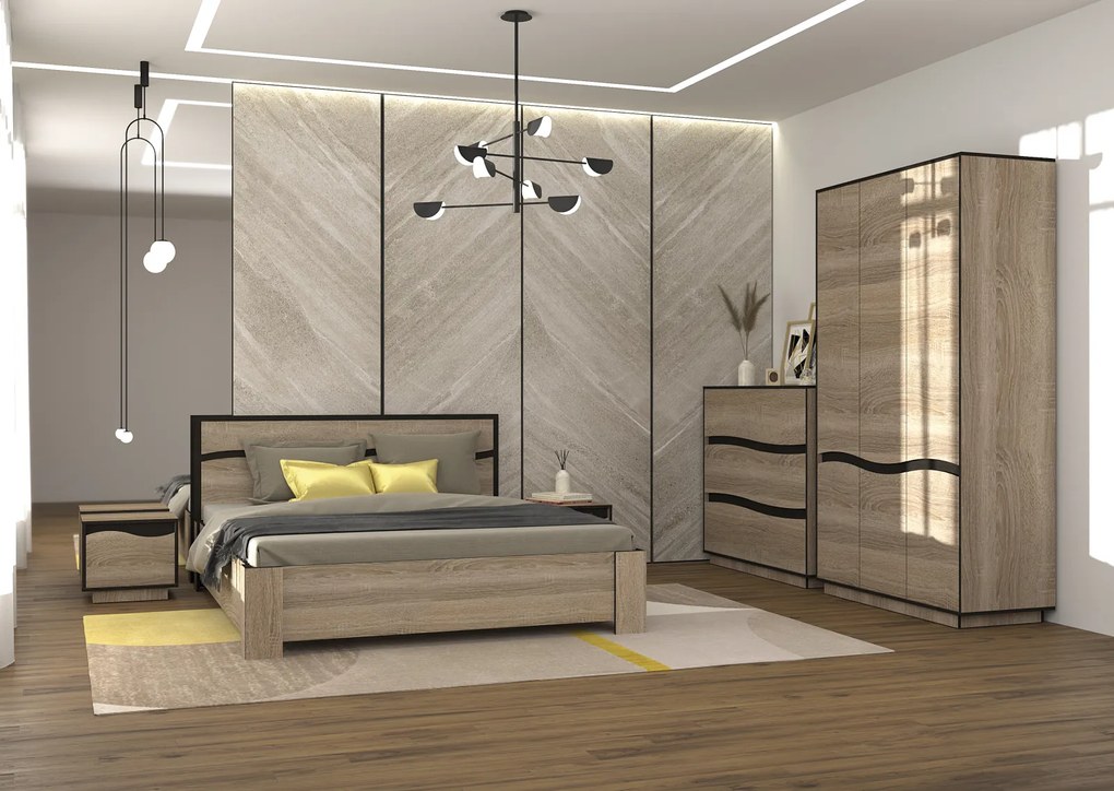 Dormitor Zeneva,  Culoare Sonoma Trufa cu Wenge Magia