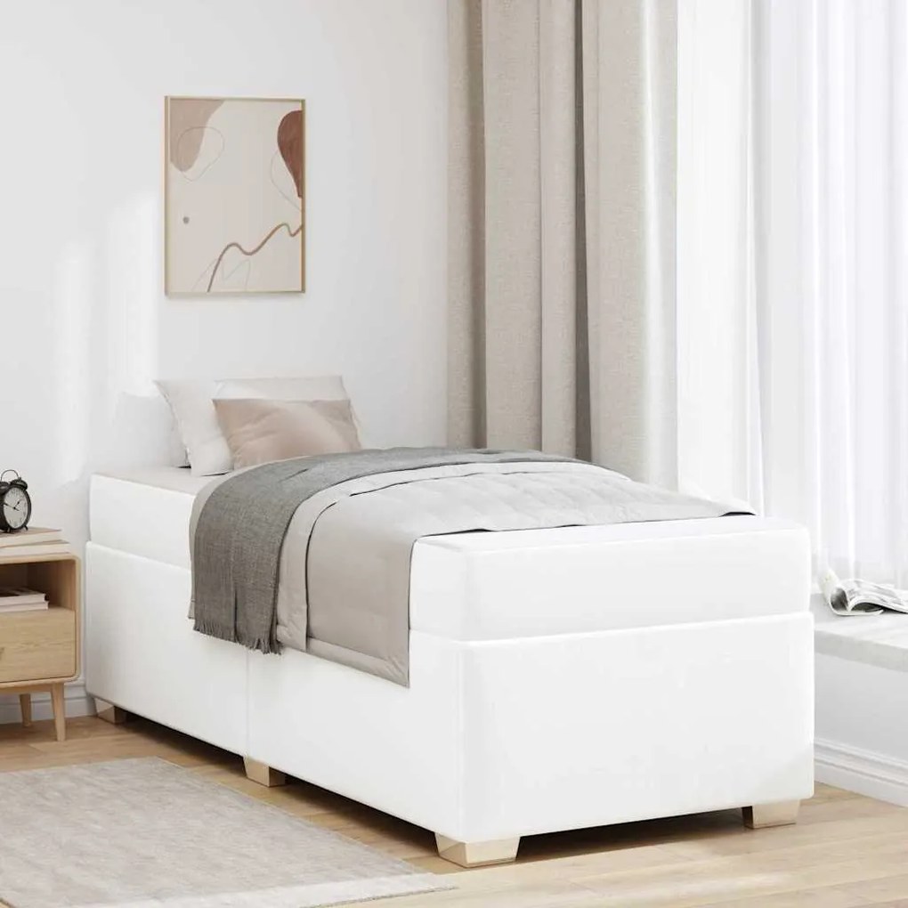 vidaXL Cadru de pat Alb 90 x 200 cm Piele artificială