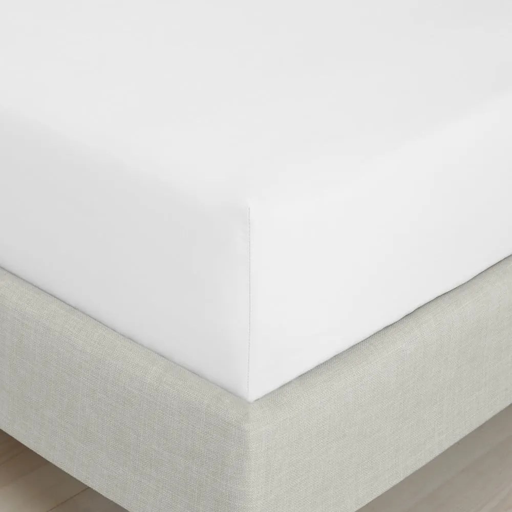 Cearceaf alb din bumbac percal cu elastic 90x190 cm Cotton Percale – Bianca