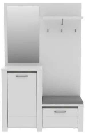 Set pentru hol HIRO cu oglindă, alb/gri