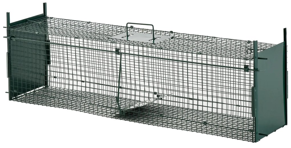 PawHut Capcană pentru Animale Mici cu Ușă Dublă, 100x25x28 cm, Verde | Aosom Romania