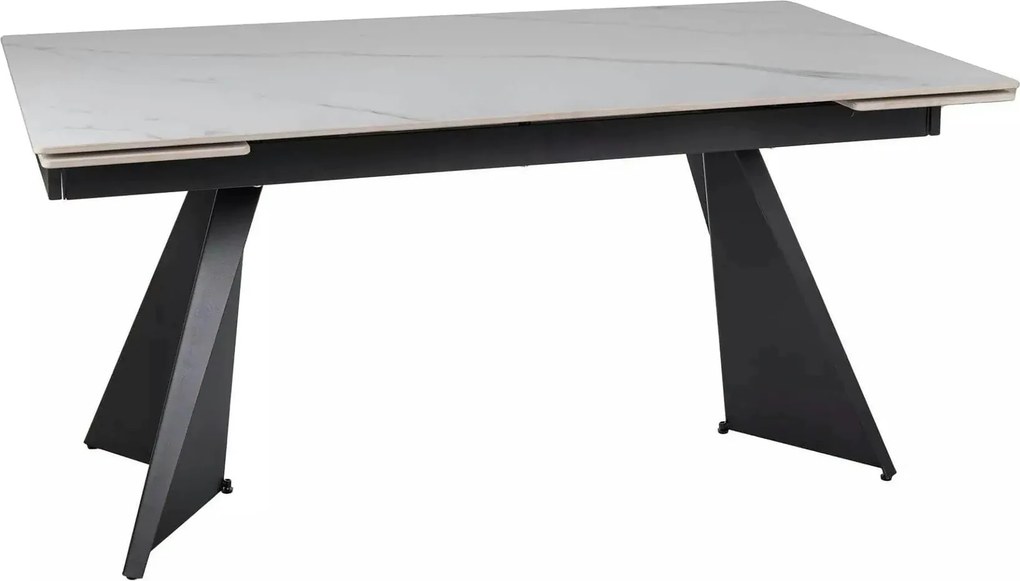 Masa extensibila LACONI, alb cu efect de marmura, ceramica/metal, 160/