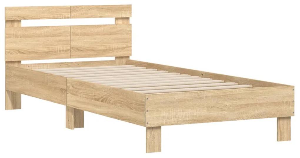 838528 vidaXL Cadru de pat cu tăblie stejar sonoma 100x200 cm lemn prelucrat