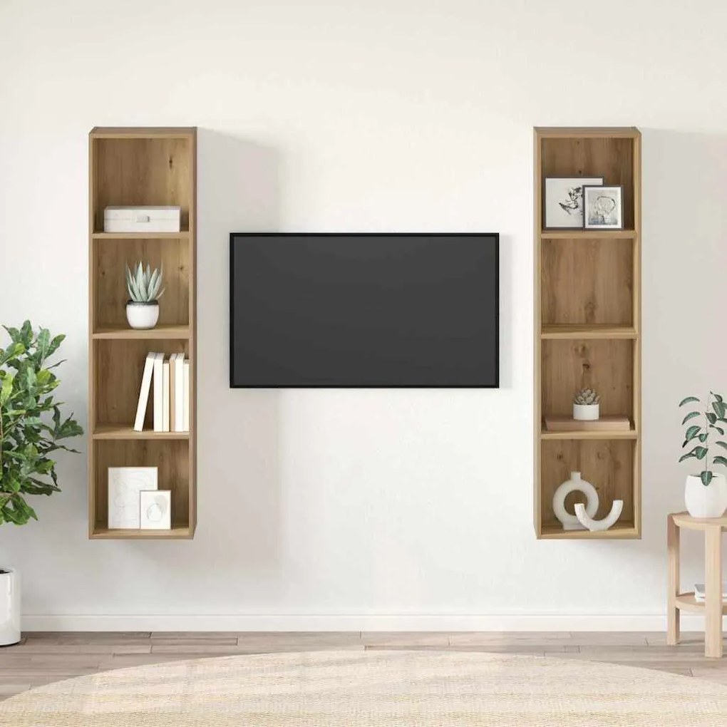 vidaXL Cabinet TV 2 pcs Maro 37 x 37 x 142.5 cm Lemn compozit