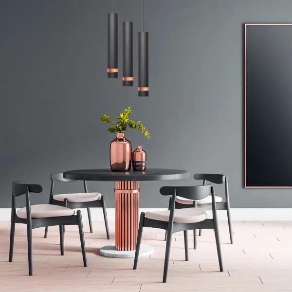 Lustră LED pe cablu TUBA 3xGU10/4,8W/230V neagră/cupru