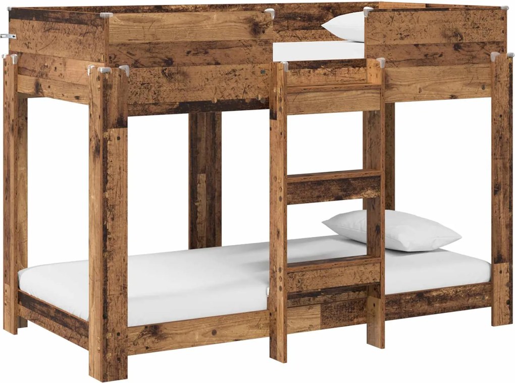 vidaXL Pat Etajat pentru Copii Lemn vechi 80 x 160 cm Lemn compozit