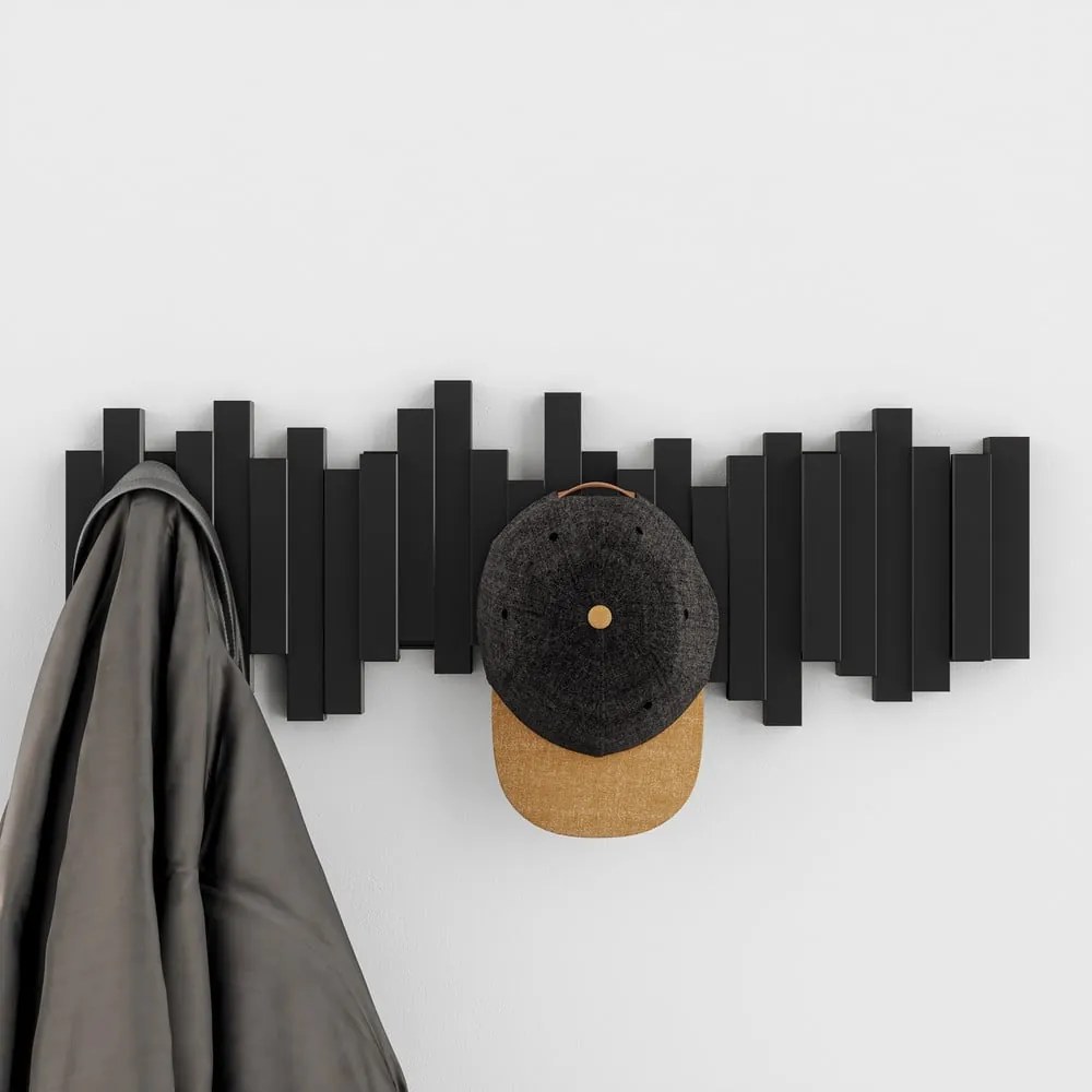 Cuier de perete negru din plastic Sticks – Umbra