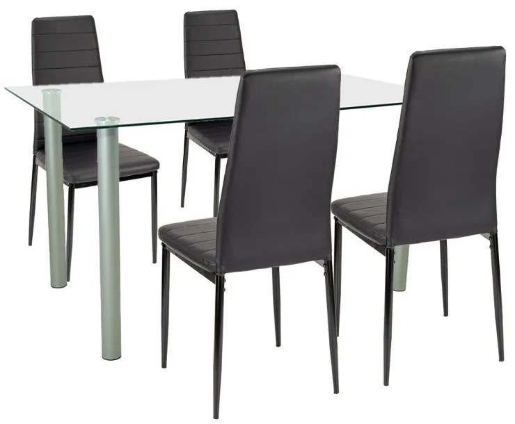 Set de masă Verna 4+1 negru-negru