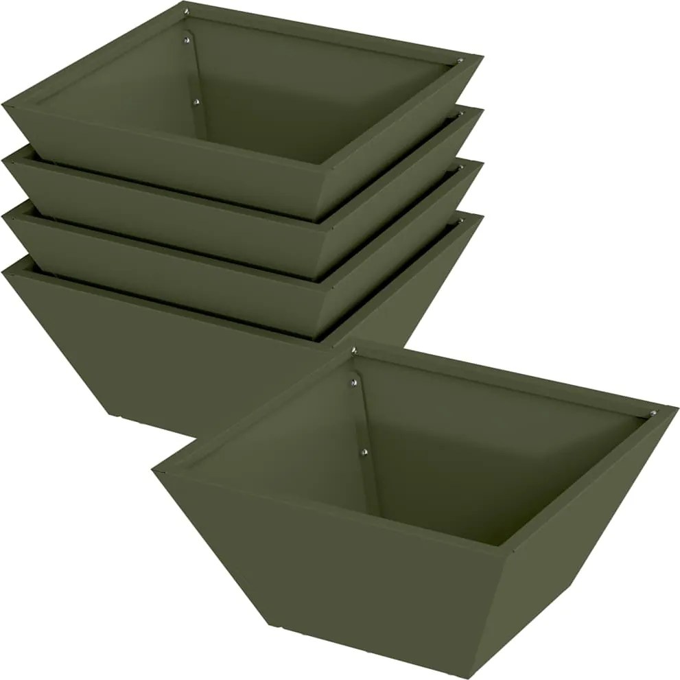 vidaXL Vază pentru Grădină 5 pcs Verde măsliniu 35 x 35 x 15 cm