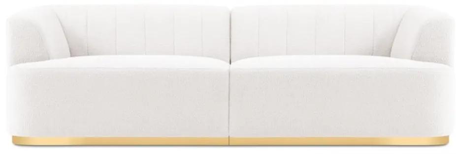 Canapea cu 3 locuri Goct cu tapiterie din tesatura structurala boucle, alb