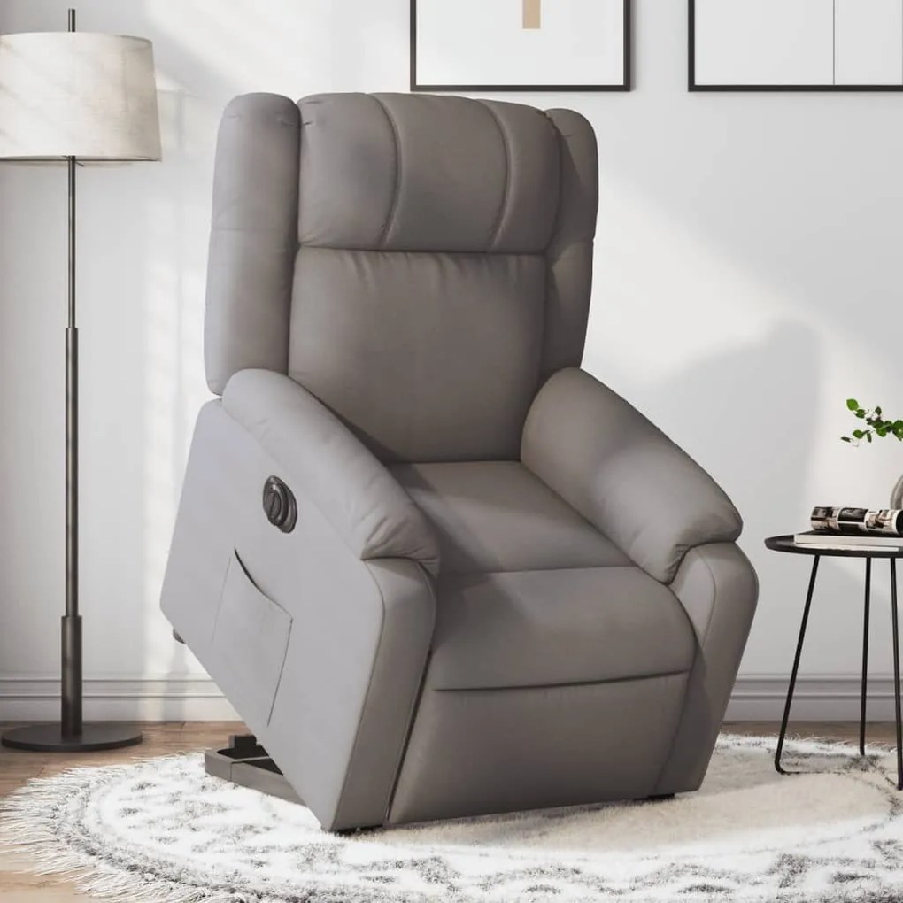vidaXL Fotoliu electric rabatabil cu ridicare, gri taupe, textil