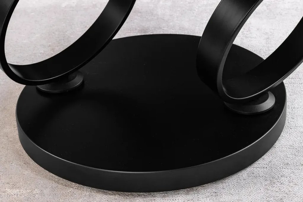 Masuta de cafea moderna cu doua blaturi rotative din ceramica DANCING RINGS 80-135cm