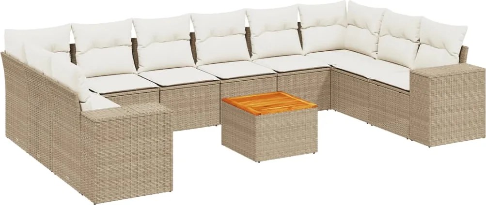 vidaXL Set canapele de grădină cu perne, 11 piese, bej, poliratan