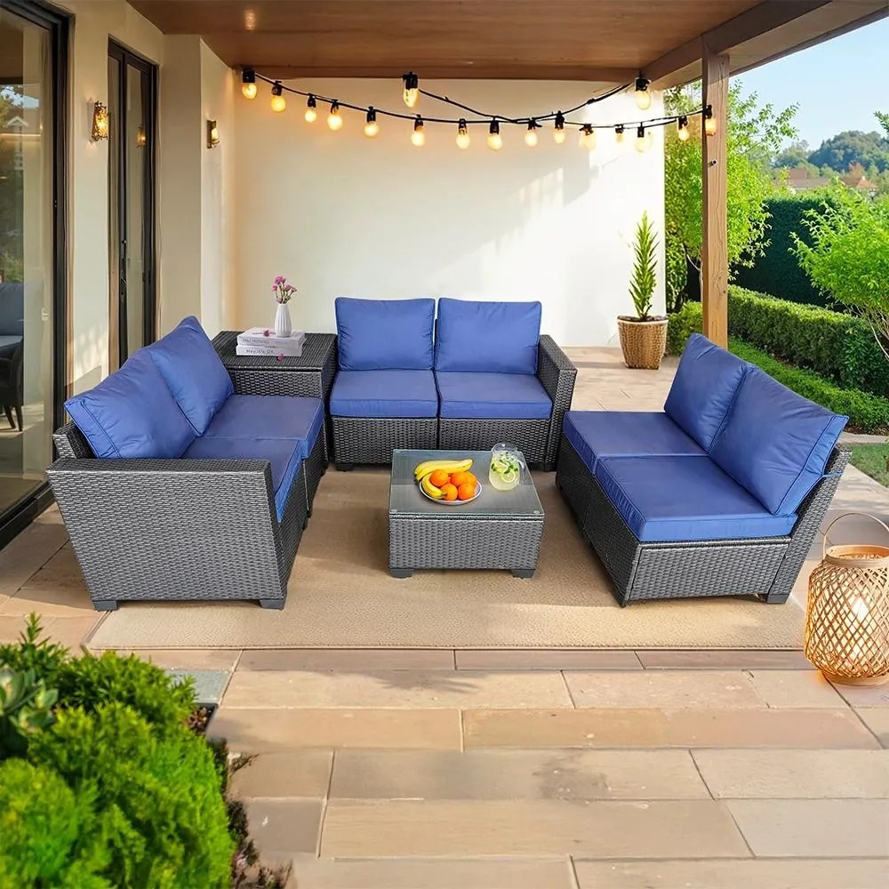 Set mobilier de grădină cu canapele și ladă de depozitare pentru perne Avenberg ENCANTA