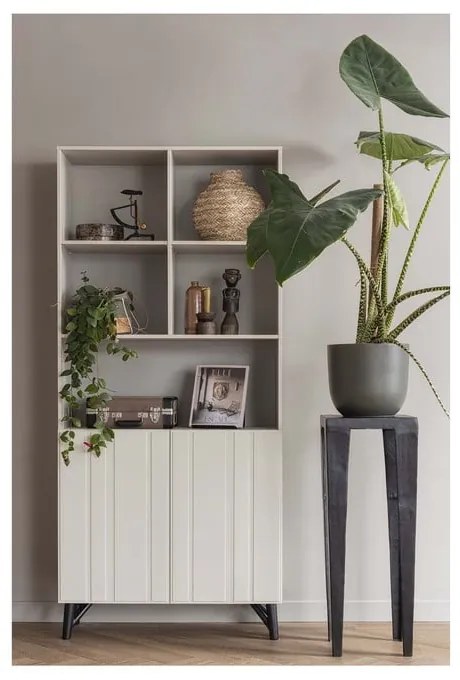 Bibliotecă crem din lemn de pin 90x200 cm Miller – WOOOD