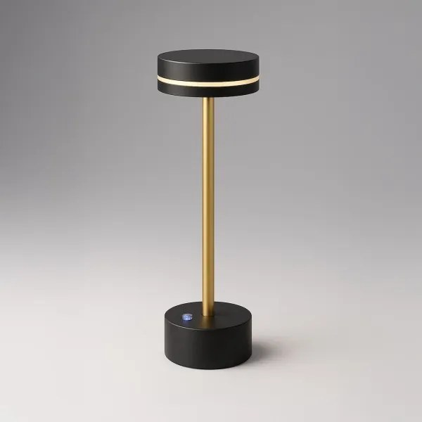 Lampă de birou LED reîncărcabilă, cu reglaj al intensității, SAM, 5W/5V, 3600 mAh, negru/auriu