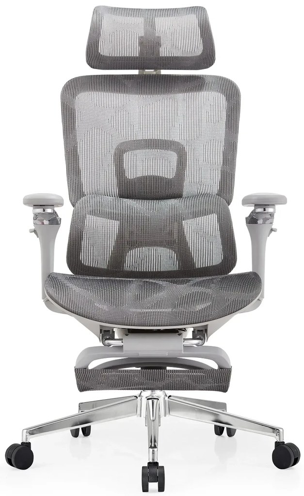 RESIGILAT- SYBERGO HUMAN PRO Scaun ergonomic, suport lombar, sezut translatie, cotiere 3D, suport picioare, Full Mesh, Gri