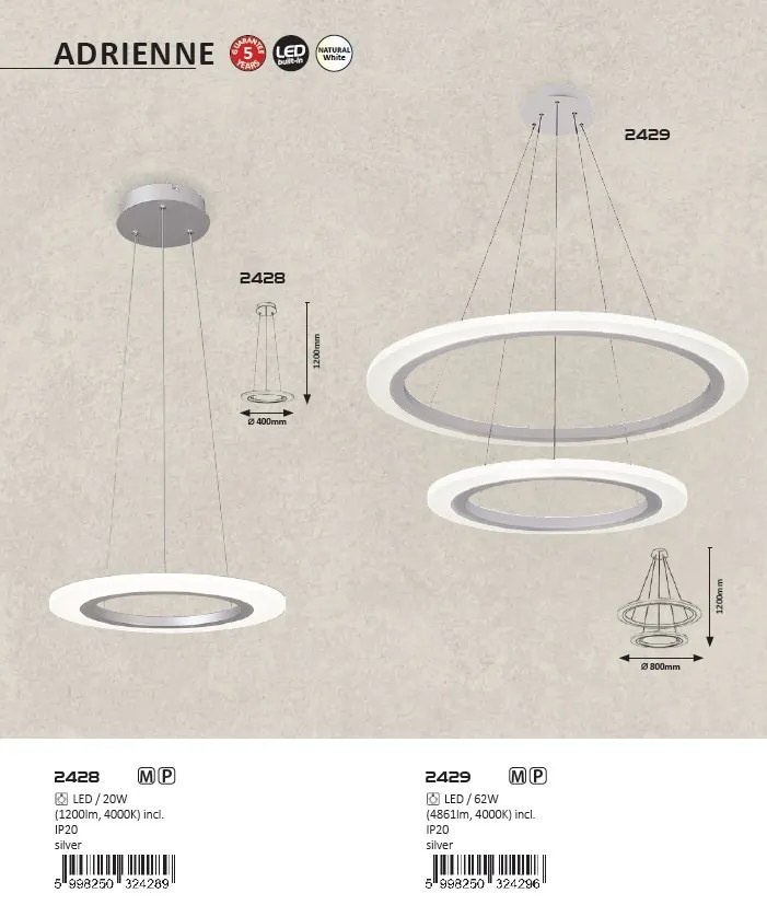 Lustra inelara LED camera de zi, sufragerie, dormitor Adrienne 2428 RX