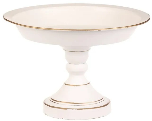 Sculptural metal bowl on stand 20 cm, white, 20 CM
