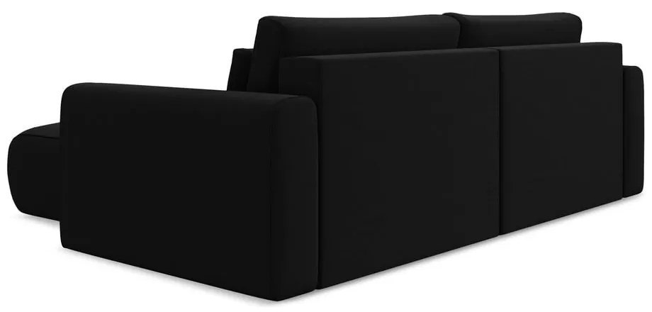 Colțar negru extensibil/cu spațiu de depozitare cu tapițerie din catifea (cu colț pe partea dreaptă/cu șezlong) Kapua – Makamii