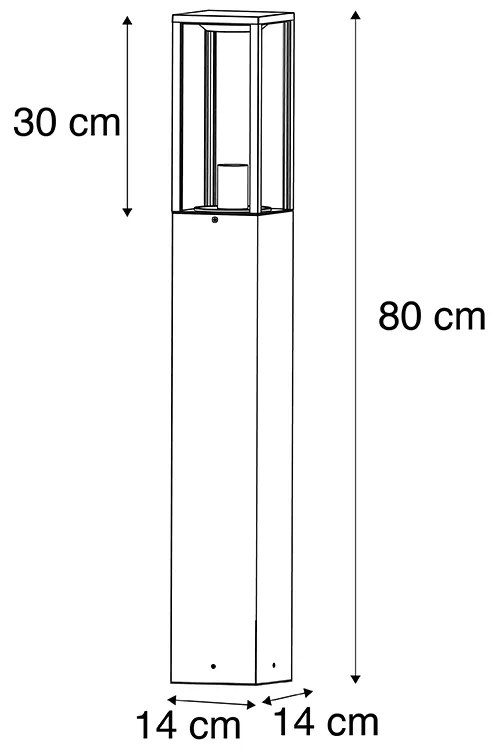 Lampă de bordură exterioară neagră 80 cm cu țepușă de sol și garnitură pentru cablu - Charlois