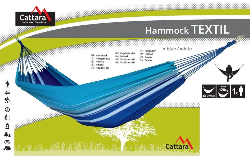 Cattara Hamac leagan cu agatare Textil albastru, 200 x 100 cm