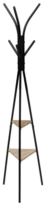 Cuier haine Jano, metal, vertical, 6 carlige, negru, 40 x H175 cm