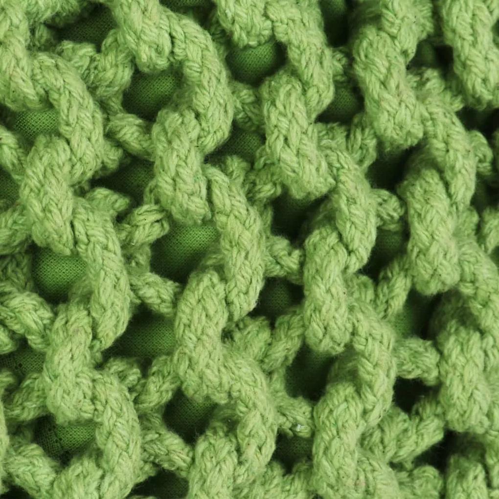 Puf tricotat manual, bumbac, 50 x 35 cm, verde Verde
