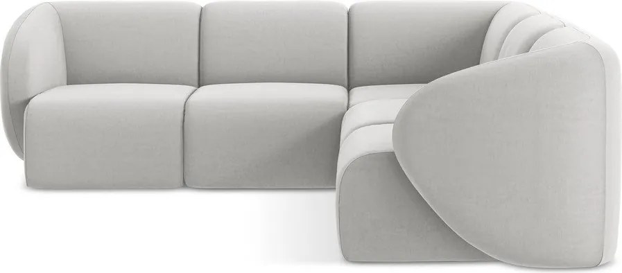 Colțar gri deschis cu tapițerie din catifea Lani – Makamii