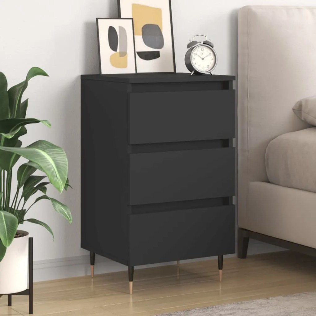 826910 vidaXL Noptieră, negru, 40x35x69 cm, lemn compozit