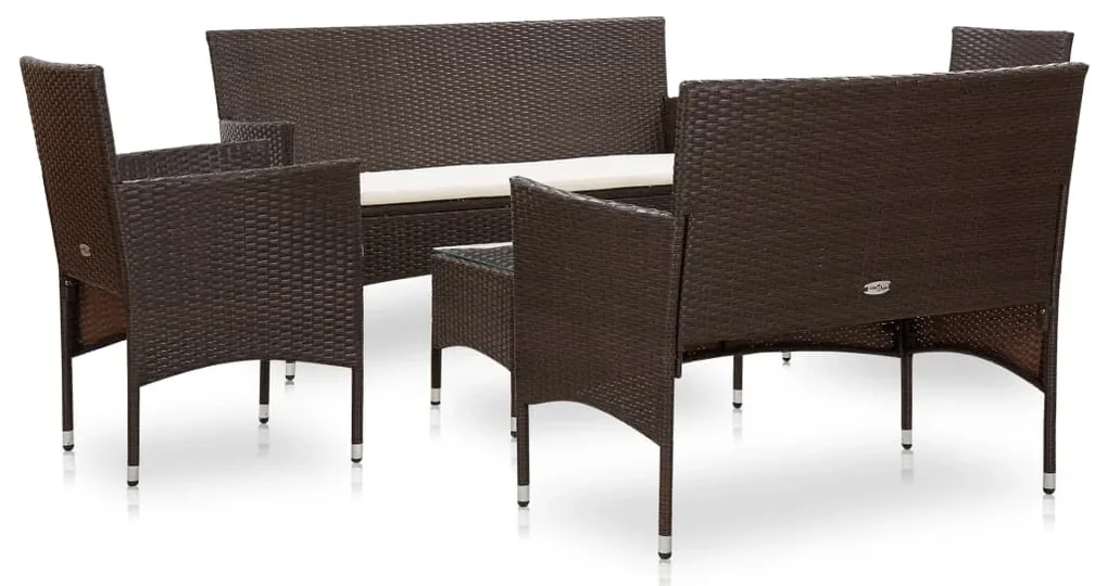 45892 vidaXL Set mobilier de grădină cu perne, 5 piese, maro, poliratan