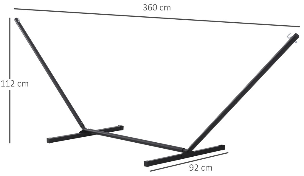 Outsunny Suport pentru Hamac, Capacitate Maximă 150Kg, Structură din Metal Rezistent, Negru, 360x92x115cm | Aosom Romania