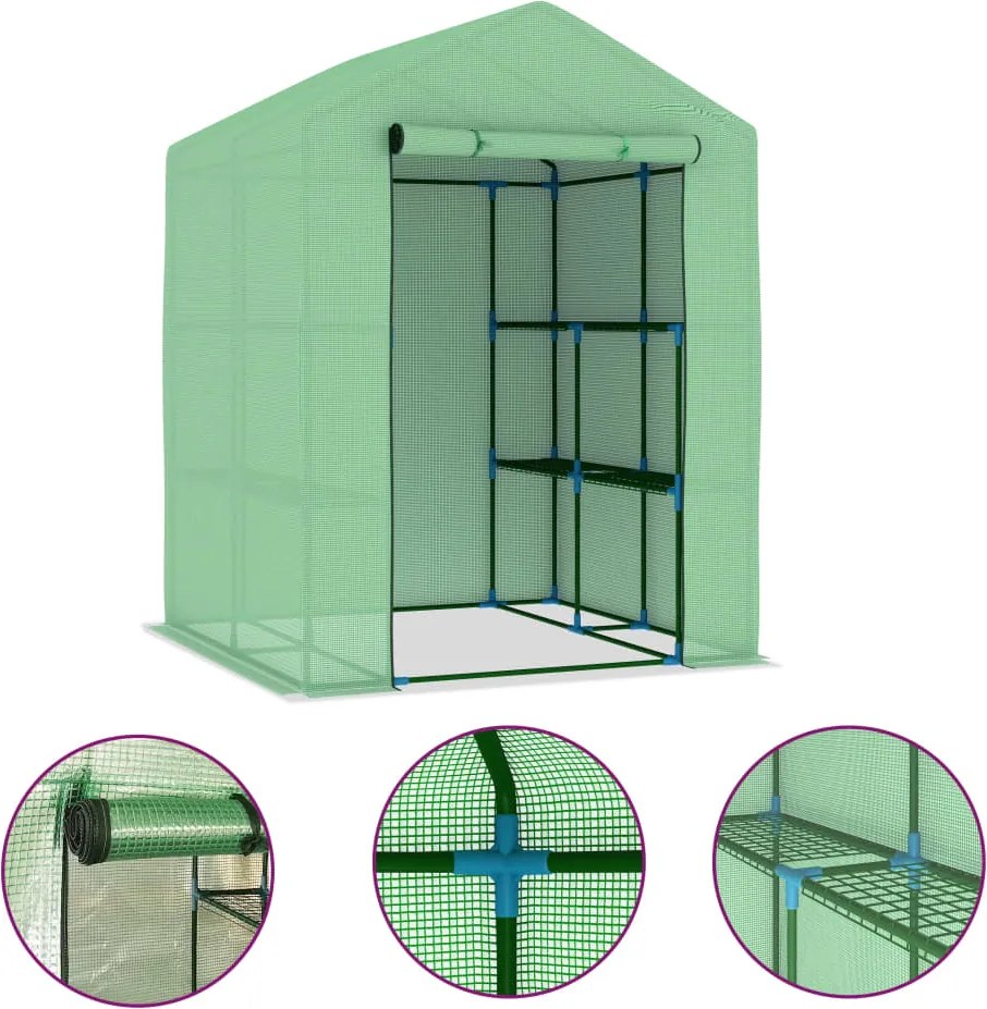 vidaXL Seră cu rafturi, 143 x 143 x 195 cm, oțel