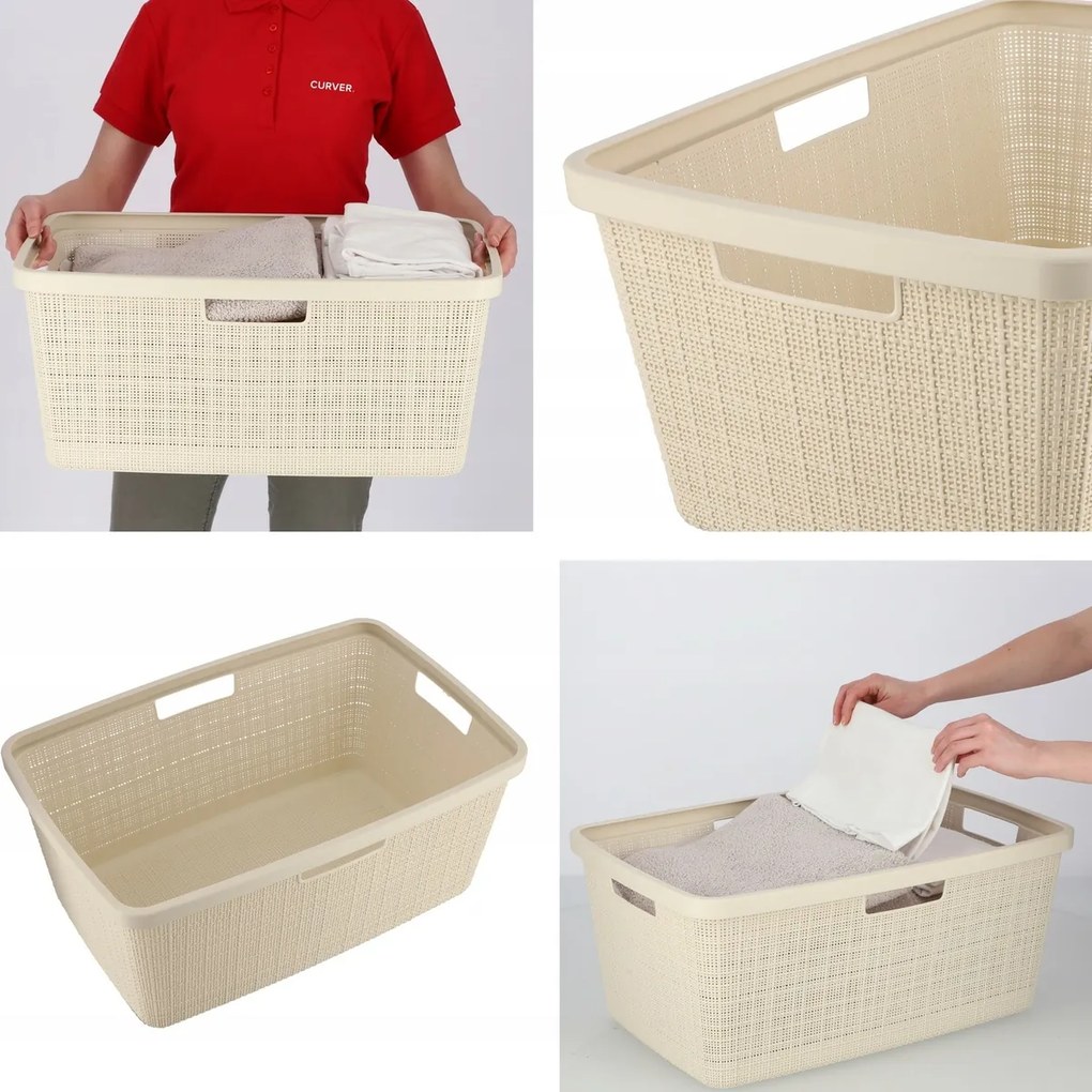 Curver Coș pentru rufe curate Jute 46 l, bej