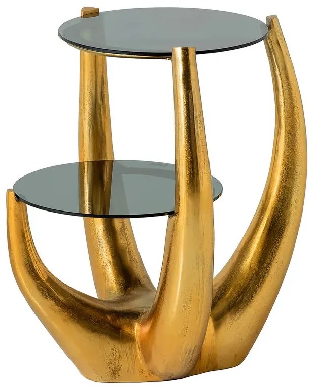 Masuta Laterala, Aluminiu, Auriu, Sticla, Negru, LEVELS 50cm