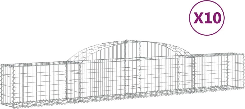 vidaXL Coșuri gabion arcuite, 10 buc., 300x30x40/60cm, fier galvanizat