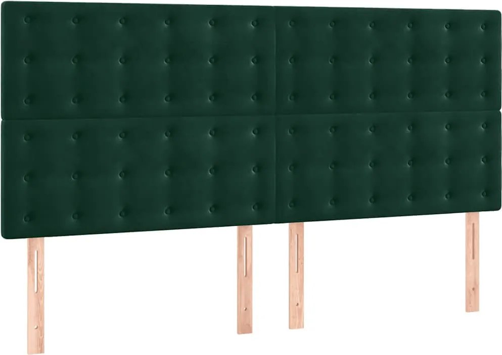 vidaXL Tăblie de pat verde închis 180x5x118/128 cm catifea