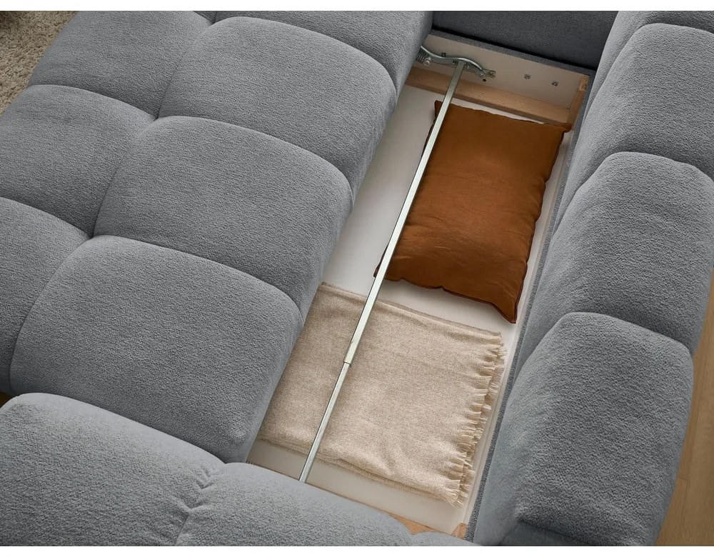 Colțar gri închis extensibil/cu spațiu de depozitare cu tapițerie din chenille (cu colț pe partea stângă/în formă de ”L”) Everest – Bobochic Paris