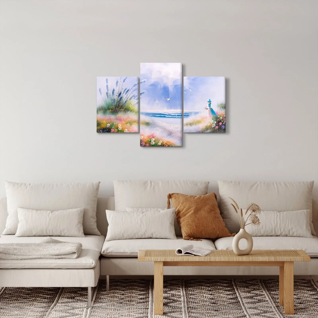 Tablou - Plaja romantică, pictură în ulei (90x60 cm)
