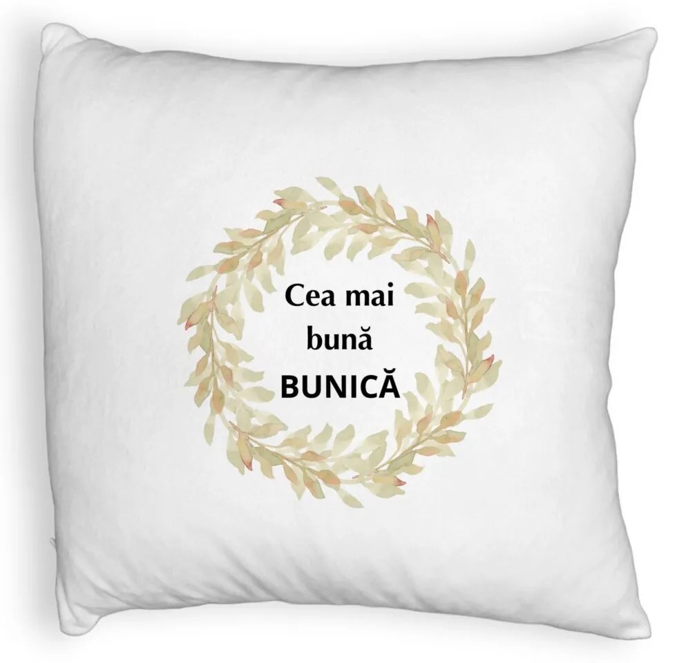 Perna Decorativa Fluffy, pentru Bunica 4, 40x40 cm, Alba, Husa Detasabila, Burduf