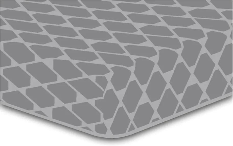 Cearșaf cu elastic, din microfibră DecoKing Rhombus, 90 x 200 cm, gri