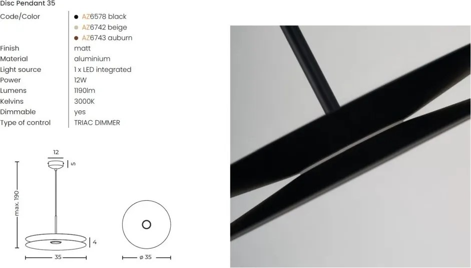 Lustra/Pendul LED modern DISC 35 bej
