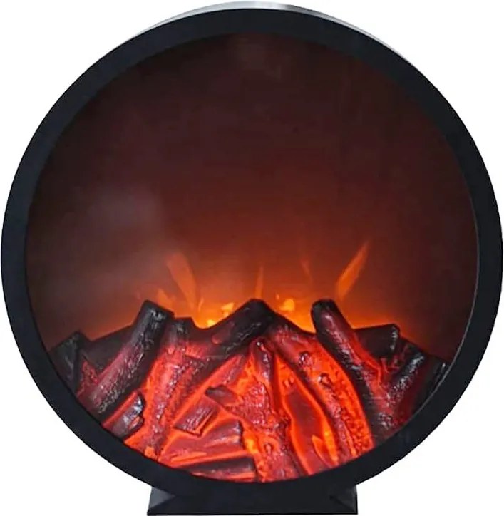 Semineu Rotund Decorativ Vintage THOMAS, Cu Efect Flacara, 32x32 cm