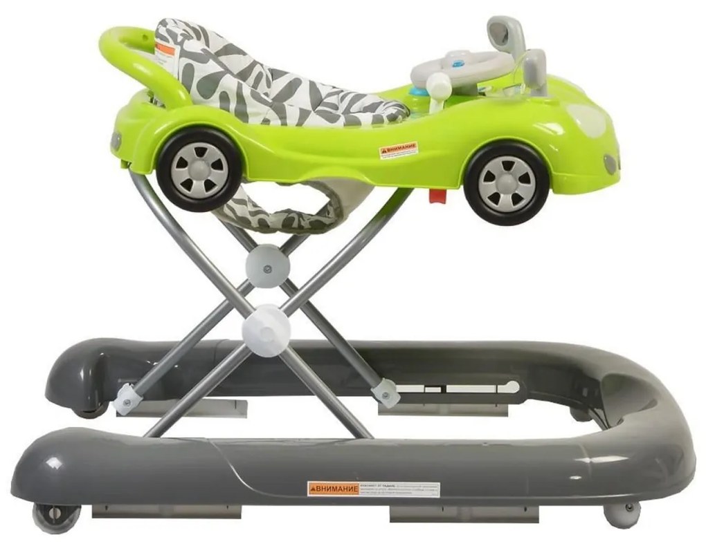 Premergator Reglabil in 3 Trepte NOVOKIDS™ Super Car , roti silentioase, Masinuta, Pliabil, 8 Roti, Cu Melodii si lumini, Cu Volan, Verde