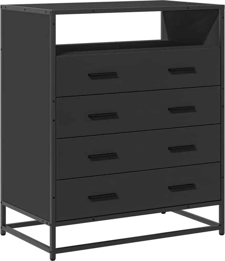 vidaXL Dulap cu sertare, negru, 70x41x83,5 cm, lemn prelucrat